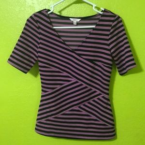 purple and black striped top